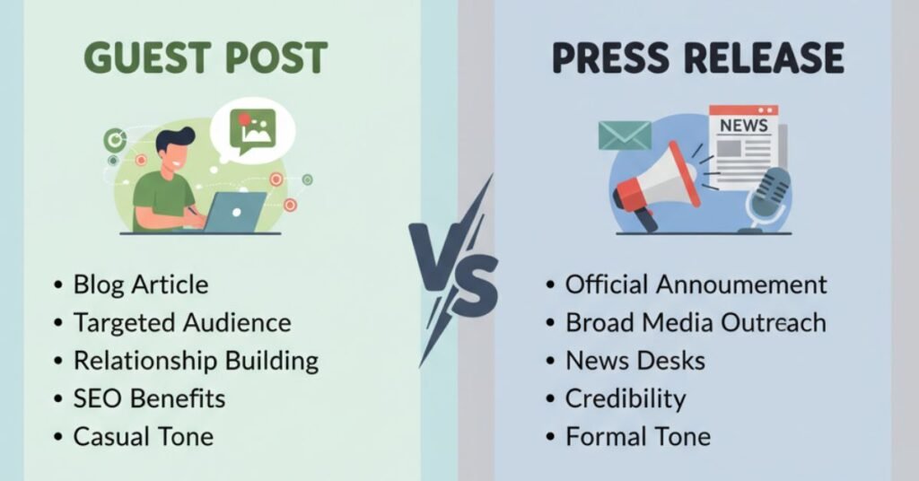 What is the difference between guest post and press release